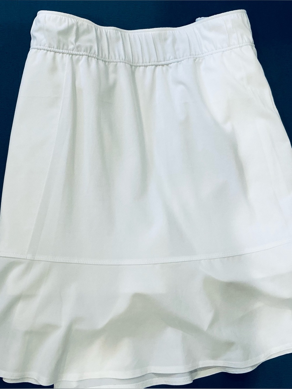 T By Talbots White A-Linen Ruffle Hem Skort